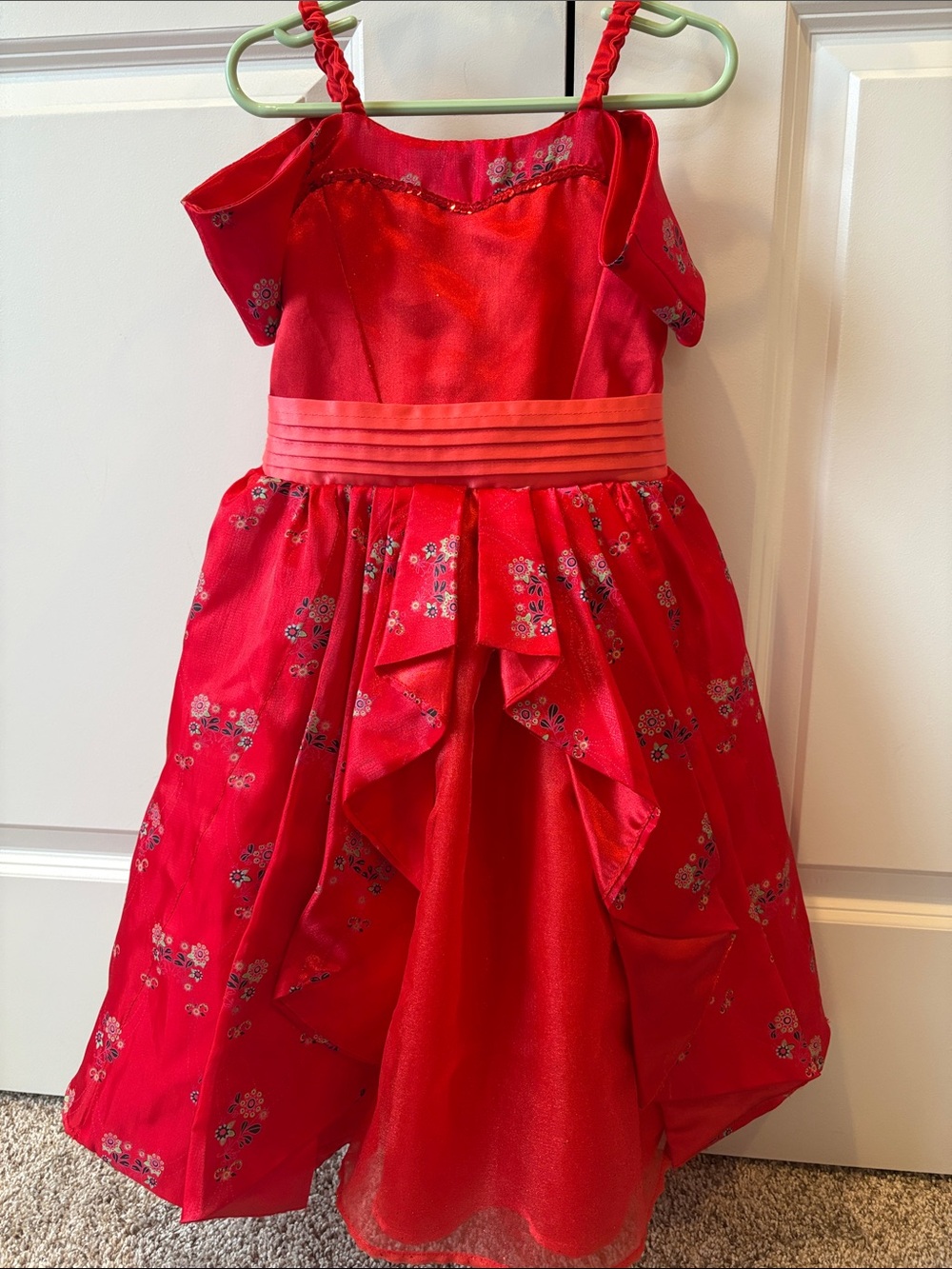Disney Red Floral Ruffle Waist Party Dress for Girls